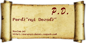 Perényi Dezső névjegykártya